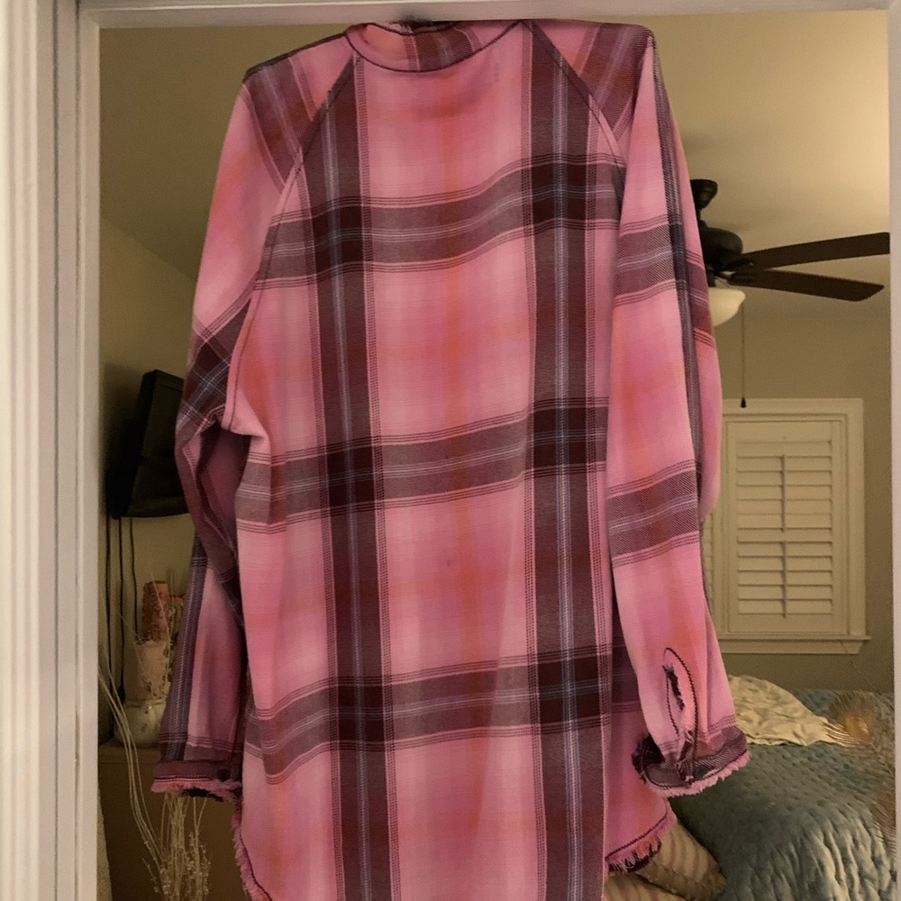 Free People flannel pink combo shirt